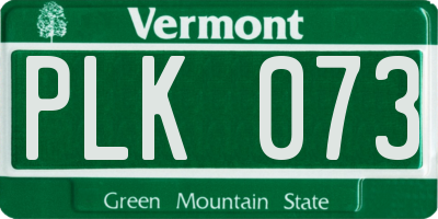 VT license plate PLK073