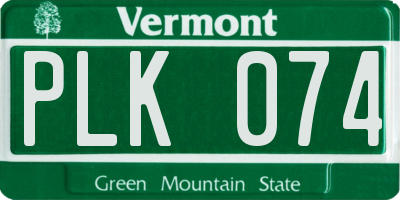VT license plate PLK074