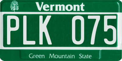 VT license plate PLK075