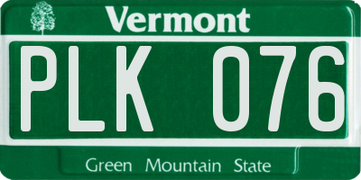 VT license plate PLK076