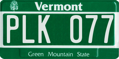 VT license plate PLK077