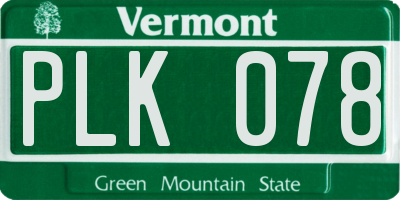 VT license plate PLK078