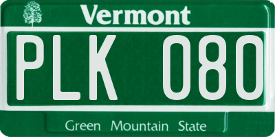 VT license plate PLK080