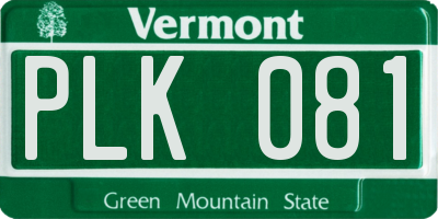 VT license plate PLK081