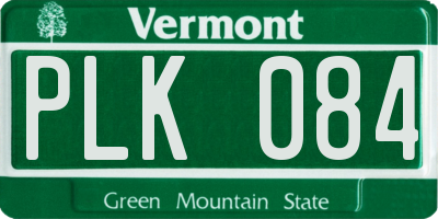 VT license plate PLK084