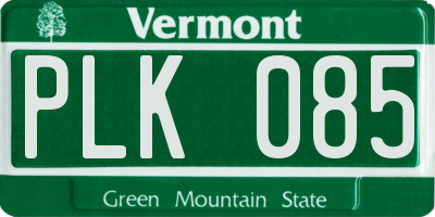 VT license plate PLK085