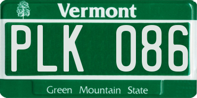 VT license plate PLK086