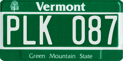 VT license plate PLK087