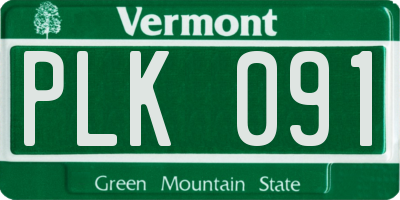 VT license plate PLK091