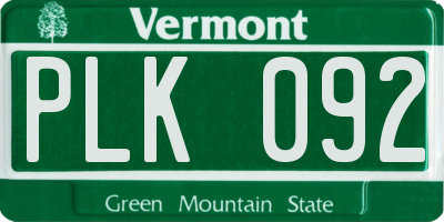 VT license plate PLK092