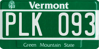 VT license plate PLK093