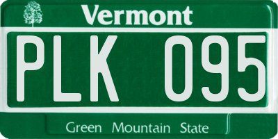 VT license plate PLK095