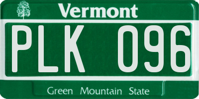VT license plate PLK096