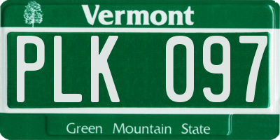 VT license plate PLK097