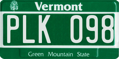 VT license plate PLK098