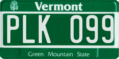 VT license plate PLK099