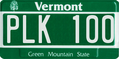 VT license plate PLK100