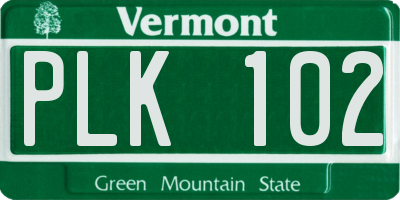 VT license plate PLK102
