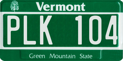 VT license plate PLK104
