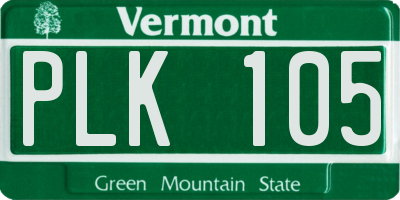 VT license plate PLK105
