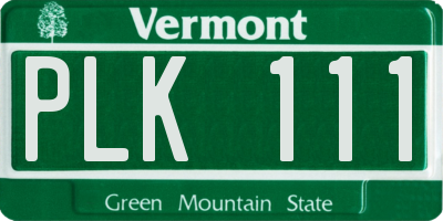 VT license plate PLK111