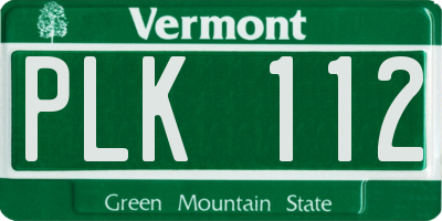 VT license plate PLK112