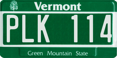 VT license plate PLK114