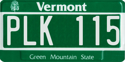 VT license plate PLK115