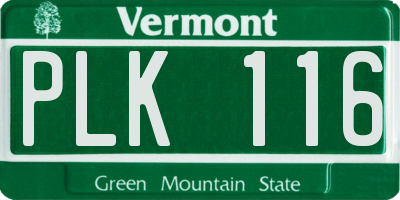 VT license plate PLK116