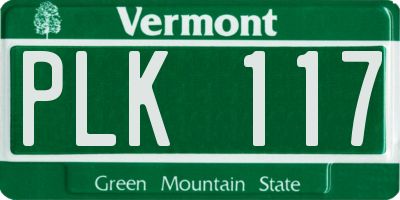 VT license plate PLK117