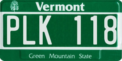VT license plate PLK118
