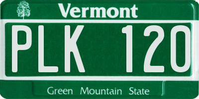 VT license plate PLK120