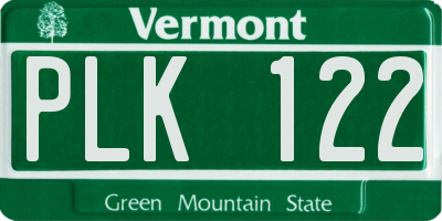 VT license plate PLK122