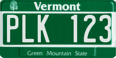 VT license plate PLK123