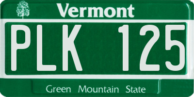 VT license plate PLK125