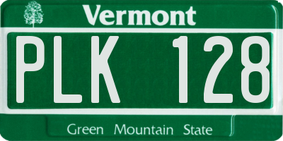 VT license plate PLK128