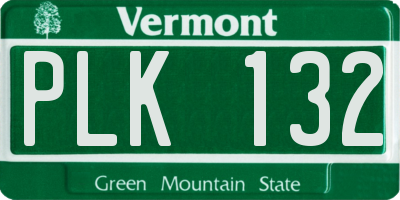 VT license plate PLK132