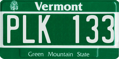 VT license plate PLK133
