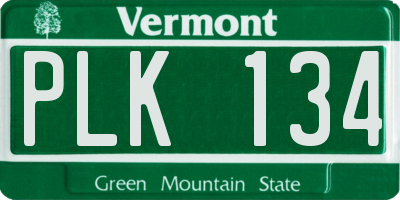 VT license plate PLK134