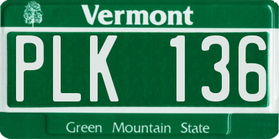 VT license plate PLK136