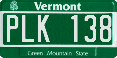 VT license plate PLK138