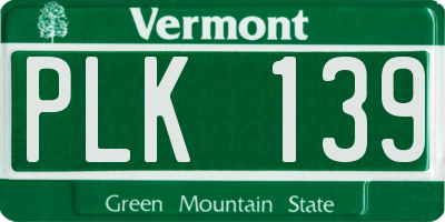 VT license plate PLK139