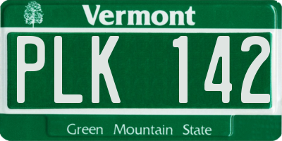 VT license plate PLK142