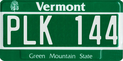 VT license plate PLK144