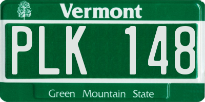 VT license plate PLK148