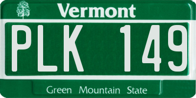 VT license plate PLK149