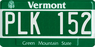 VT license plate PLK152