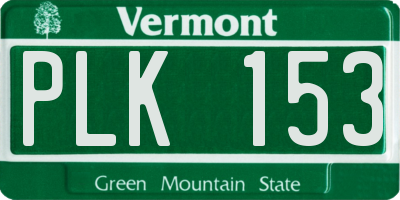 VT license plate PLK153
