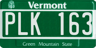 VT license plate PLK163
