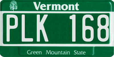 VT license plate PLK168